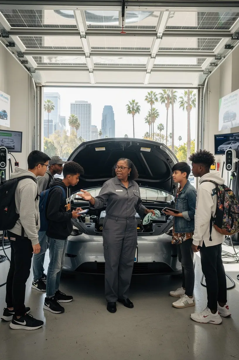 Technician carefully handling motor oil container while performing fluid maintenance to promote sustainable car care practices.